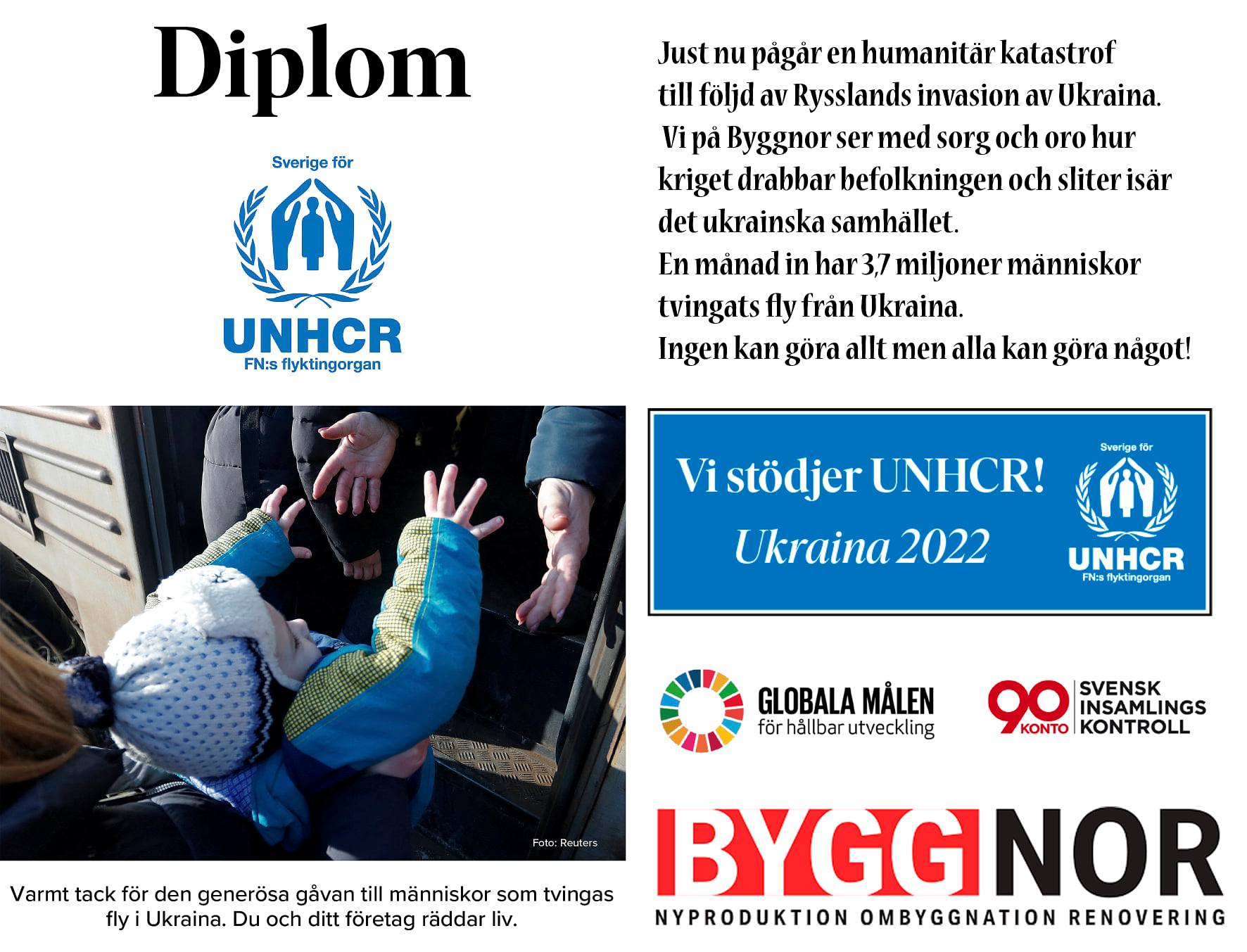 Byggnor stödjer UNHCR